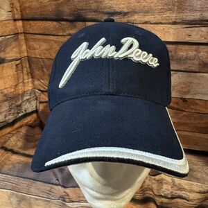 John Deere Navy Blue K-Products Script Logo Hat Cap Adjustable Strapback Farm